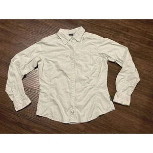 Patagonia Long Sleeve Hiking‎ Nylon Snap Button Shirt Women's 8 Light Blue